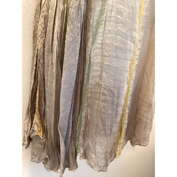 Viviana Uchitel NWT Chiffon Silk Crinkle Flowy Trapeze Sheer Midi Dress $435 2 S - Picture 5 of 6